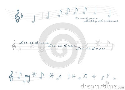 A set of musical winter holiday dividers Vector Illustration