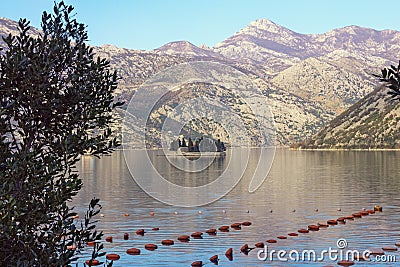 Winter Mediterranean landscape. Montenegro. View of Bay of Kotor Stock Photo