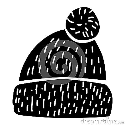 Winter Monochrome Headwear Doodle Silhouette Stock Photo