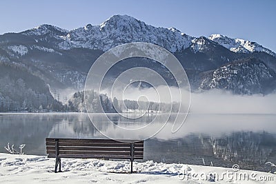 A winter morning at Lake Kochel Stock Photo
