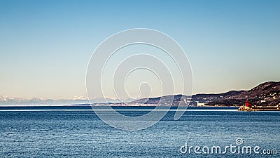 Winter morning at the port of Trieste Stock Photo