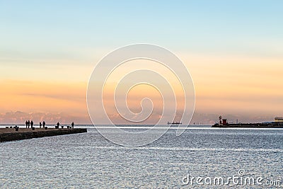 Winter morning at the port of Trieste Stock Photo