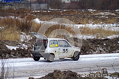 Winter motor rally-cross in Tver Editorial Stock Photo