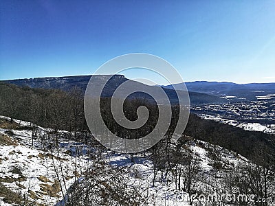 The winter mountain in Adygeya Stock Photo