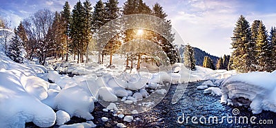 Winter mountain panorama Stock Photo