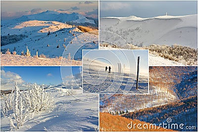 Winter mountains landscape, collage Stock Photo