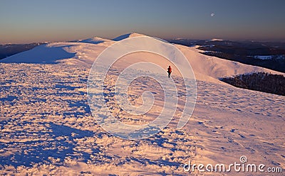 Winter mountains landscape on sunset light Stock Photo