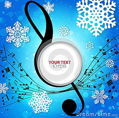 Winter musical background with snowflakes Vector Illustration