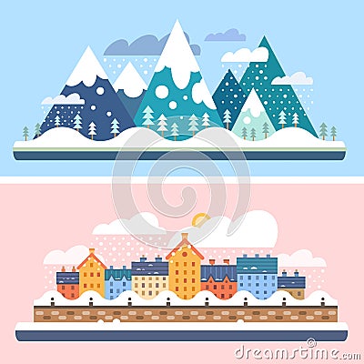 Winter nature. Christmas time Vector Illustration