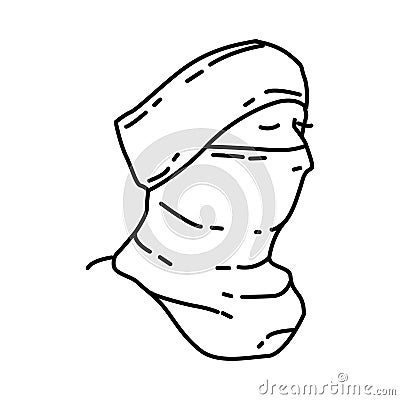 Winter Neck Gaiters for Women Icon. Doodle Hand Drawn or Outline Icon Style Vector Illustration
