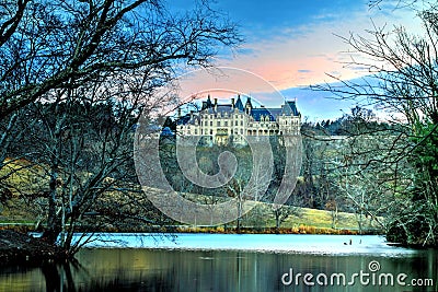 Winter Night At The Biltmore Lagoon Editorial Stock Photo