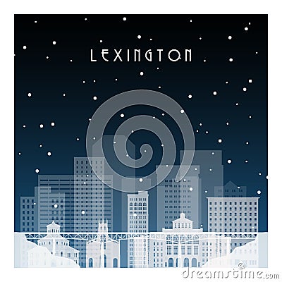 Winter night in Lexington. Vector Illustration