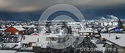 A winter night panorama of the Russian town of Orel, Russia. Stock Photo