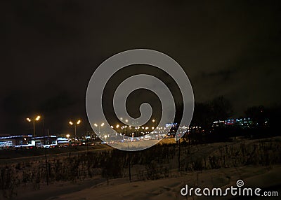 Winter night traffic Stock Photo