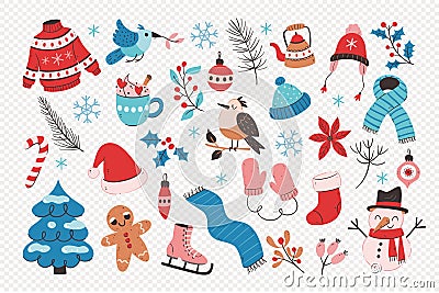 Cute Winter Objects Clip Art Collection Vector Illustration