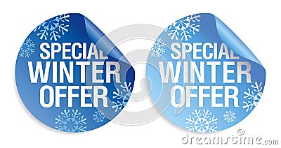 Winter offer stickers. Vector Illustration