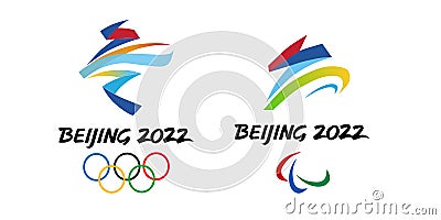 Beijing 2022 logo vector isolated on white background. Winter Olympics and Paralympic games. Vector Illustration