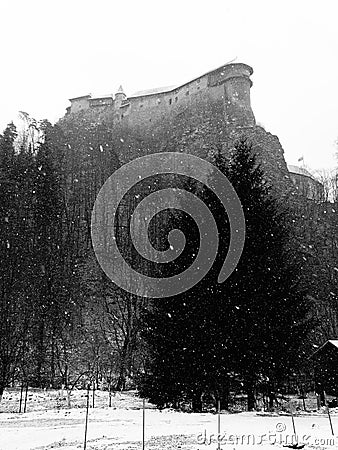 Winter Orava Castle Stock Photo