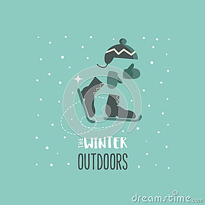 Winter outdoors sport activity cute vector icon Vector Illustration