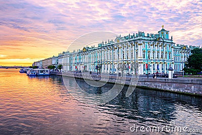 Winter Palace on Neva river, St Petersburg, Russia Stock Photo