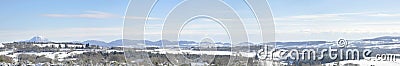 Winter panorama with Puy-de-dome mountain Stock Photo