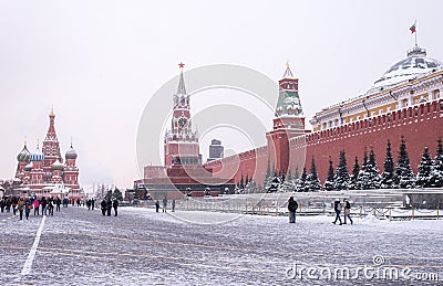 Winter panorama of the Red Square in Moscow Editorial Stock Photo