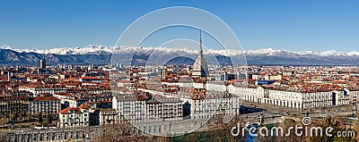 Winter panorama of Turin, Italy Stock Photo