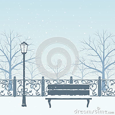 Winter park. Vector Illustration