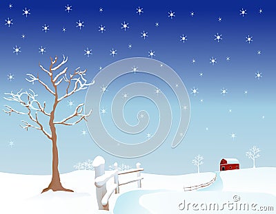 Winter Pasture Vector Illustration