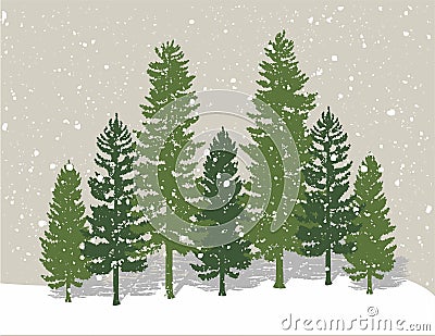 Winter pine trees Vector Illustration