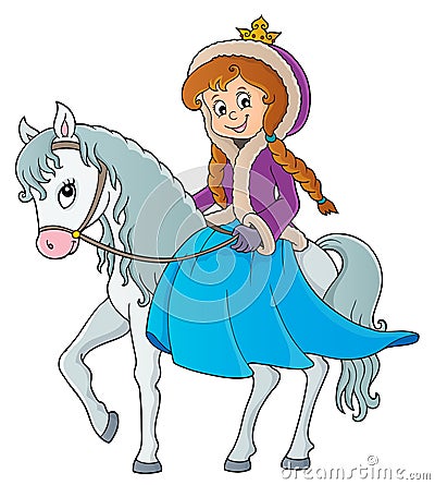 Winter princess riding horse 1 Vector Illustration