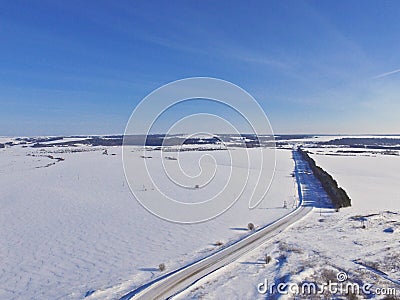 Winter quadcopter landscape. Stock Photo