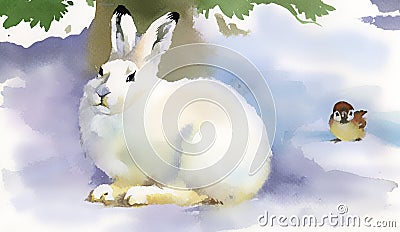 Winter rabbit Stock Photo
