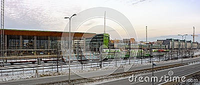 Winter raylway station panorama Editorial Stock Photo