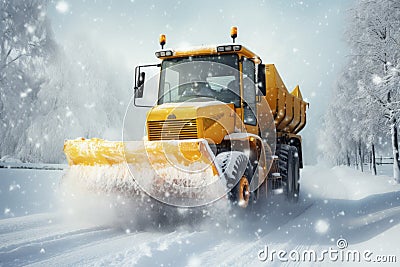 Winter ready snow plow pickup trucks for efficiently tackling challenging winter weather conditions Stock Photo