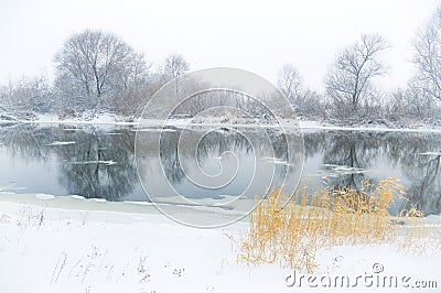 Winter river llandscape Stock Photo