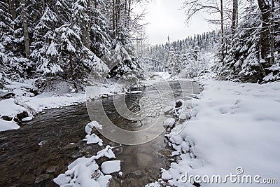 Winter river in mountaine Stock Photo