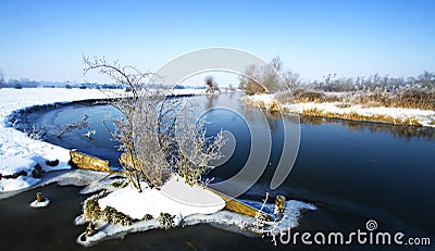 Winter River scene Stock Photo