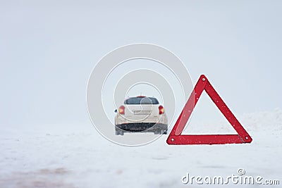 Winter road, blizzard. Forced stop Stock Photo