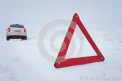 Winter road, blizzard. Forced stop Stock Photo