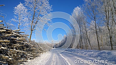 Winter road. Winter landscape. Stock Photo