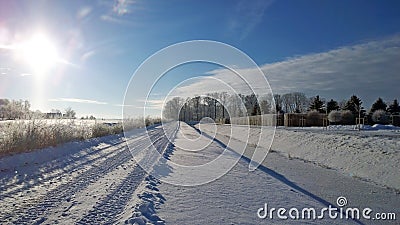 Winter road. Winter landscape. Stock Photo