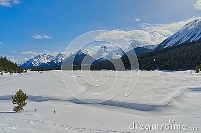 Winter Rocky Mountain Landscape, Kananaskis Stock Photo