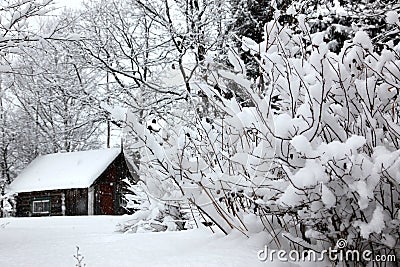 Winter rural landscape, house Stock Photo