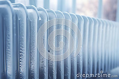 Winter's Touch on a Home Radiator Stock Photo