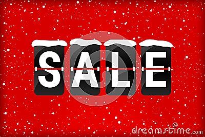 Winter sale analog flip text red Stock Photo
