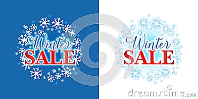 Winter sale background, emblem, badge. Sale. Winter sale. Christmas sale. New year sale. Vector Illustration