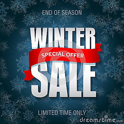 Winter sale badge, label, promo banner template. Special sale offer Vector Illustration