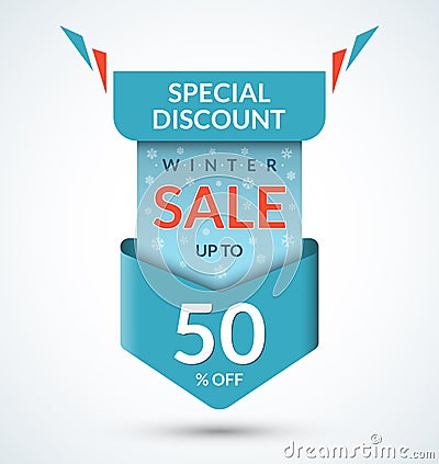 Winter sale banner. Discount label Vector Illustration