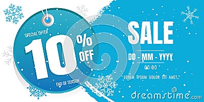 Winter sale banner template design. snow flake. Ice Crystals. se Vector Illustration